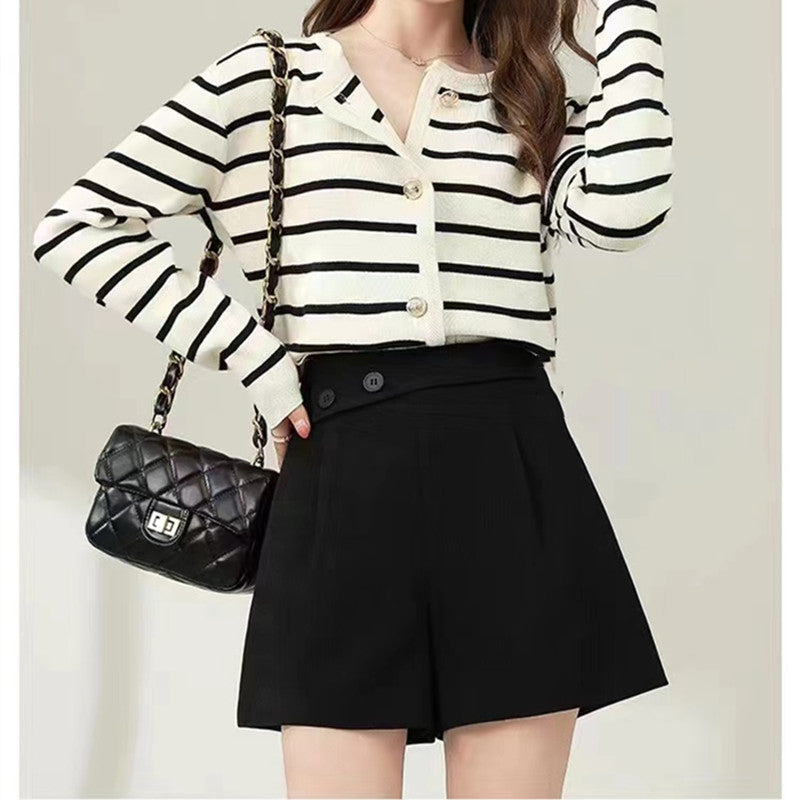 Asymmetric Waist High Rise Shorts