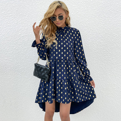 Ayza Metallic Detailed Babydoll Dress Navy