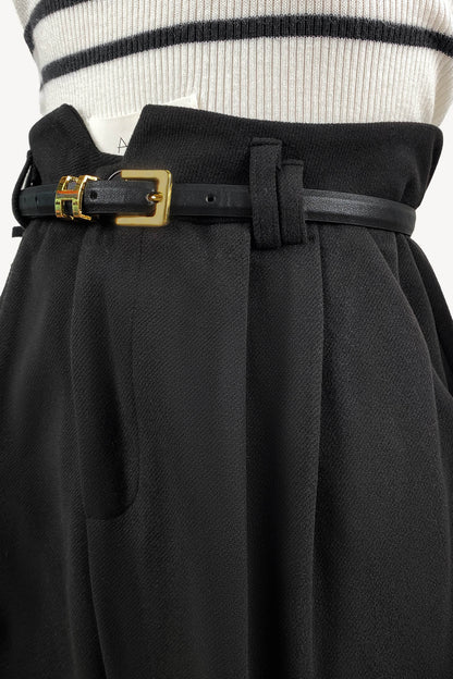 Black Belted Tapered Work Pants