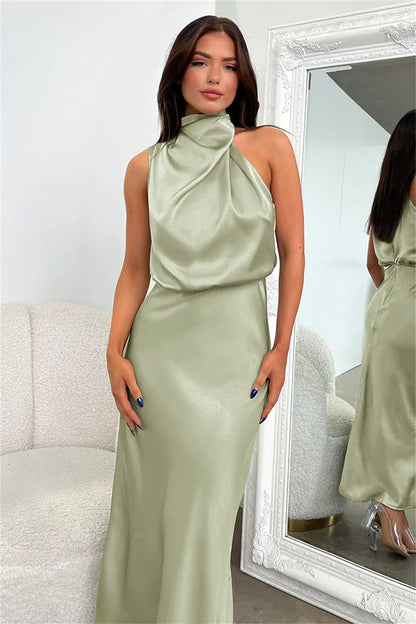 Marcela Aesthetic Satin Evening Dress Premium Wardrobe Essential
