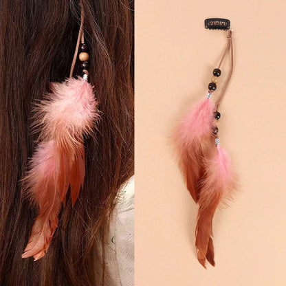 Bohemian Style Colorful Handmade Feather Tassel Hair Clip