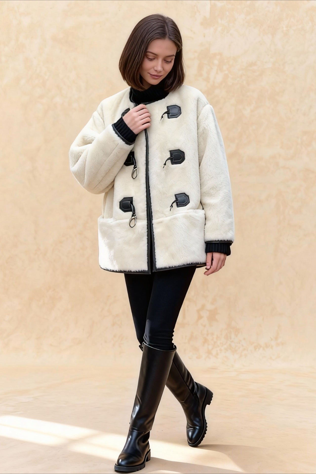 Cashmere Metal Snap Cardigan Coat