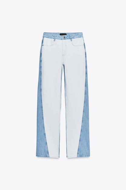 STRAIGHT LEG MID-RISE COMBINED JEANS