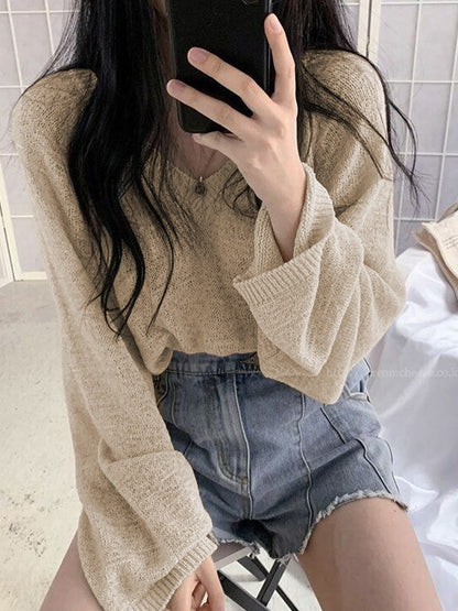 Cozy V Neck Baggy Thin Sweater