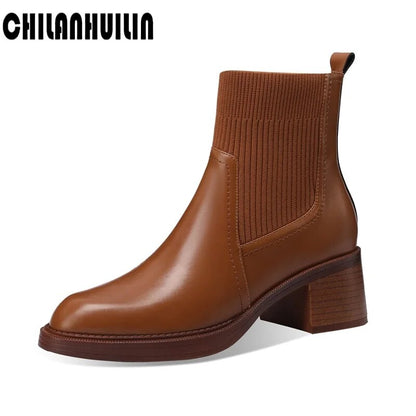 British style stretch slim fit sock boots
