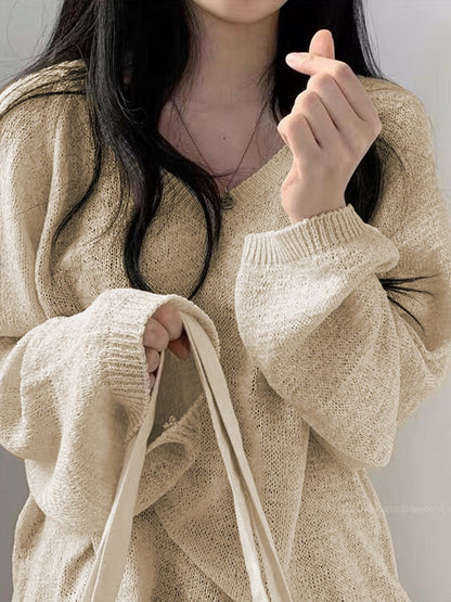 Cozy V Neck Baggy Thin Sweater