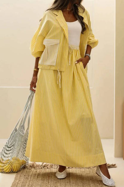 Yellow striped casual set