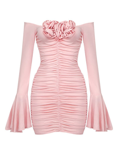Yara Off Shoulder Rose Ruched Mini Dress