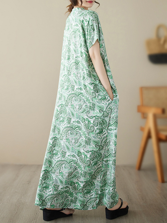 The Lost Heart Cotton V-neck Floral A-line Dress