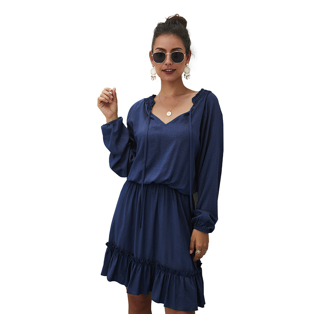 Marta Ruffle Tiered Dress Navy