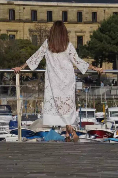 Lace V-neck Loose Maxi Dress