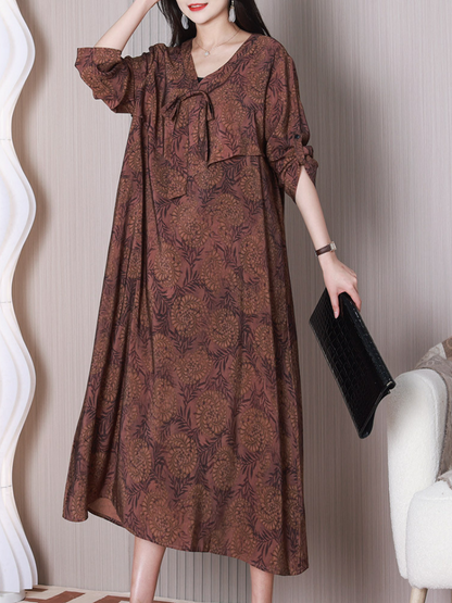 Here's looking V-neck Loose A-line Dress