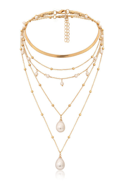 Vintage Chain Imitation Pearl Necklace