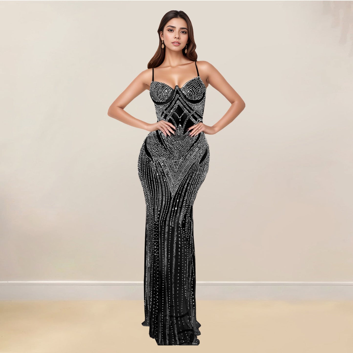 Wear Sleeveless Sheath Rhinestone Strap Slim Fit Dress