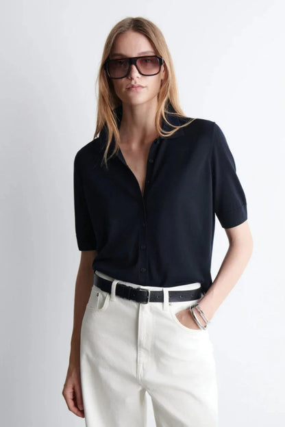 Short Sleeve Polo Cardigan