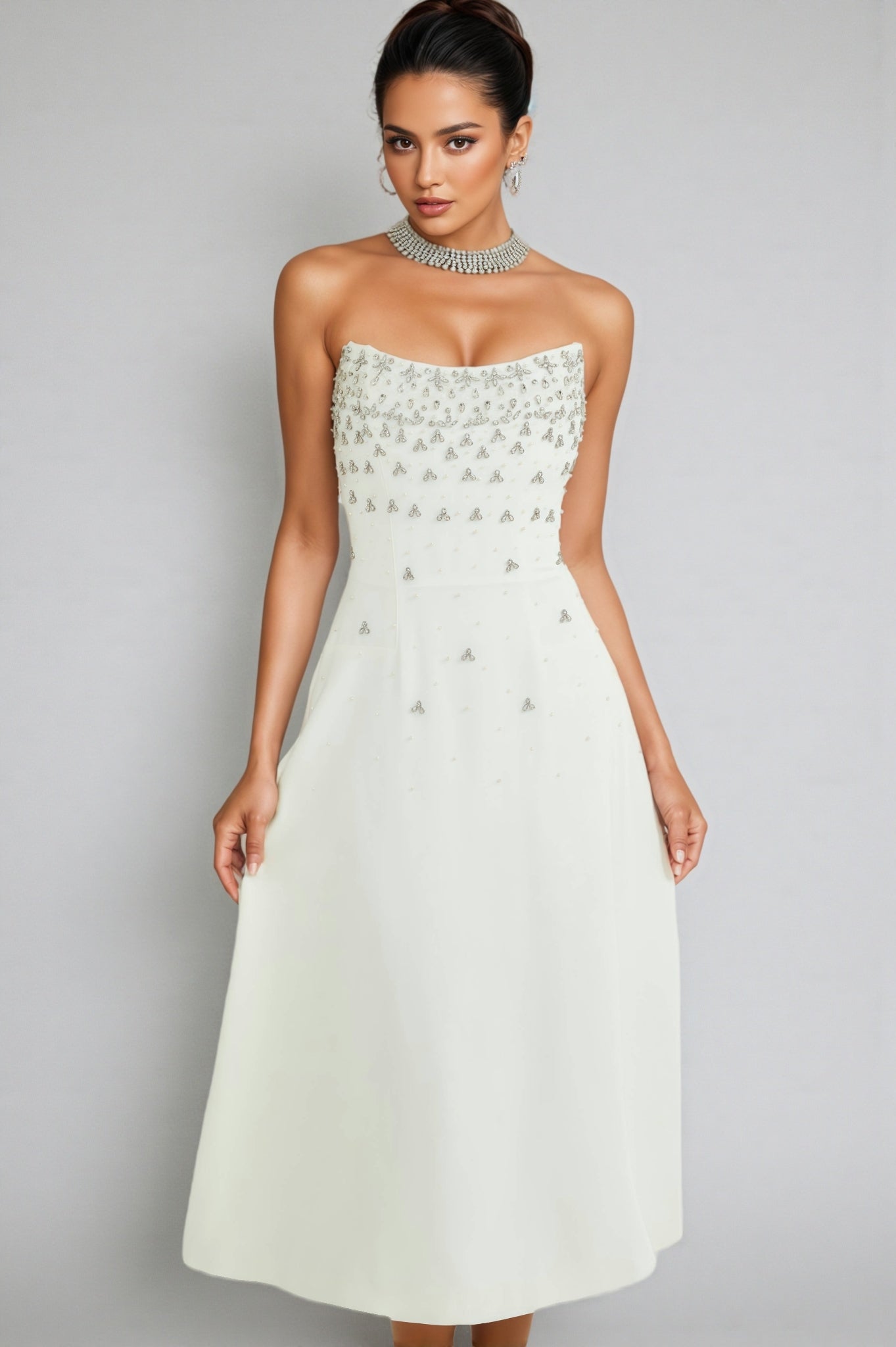 Zirana White Diamond Maxi Dress
