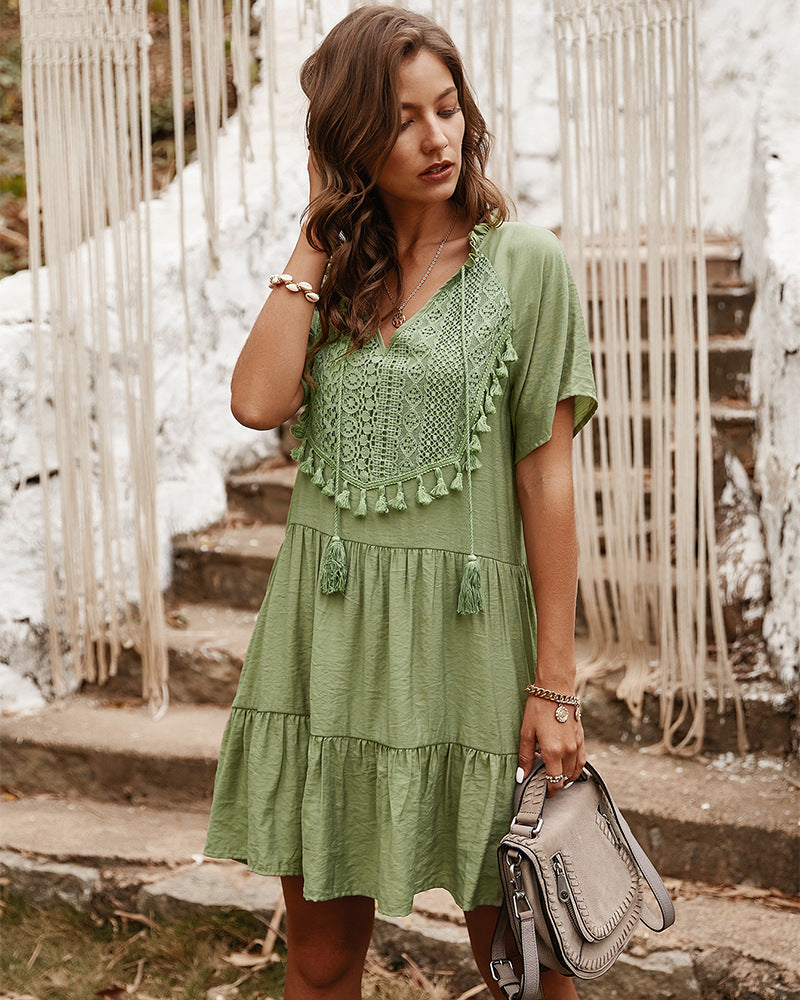 Good Karma Cotton Tiered Babydoll Tunic Sage