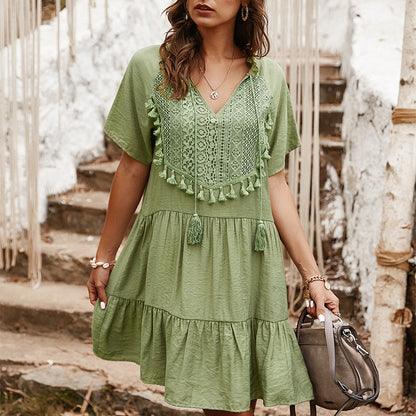 Good Karma Cotton Tiered Babydoll Tunic Sage