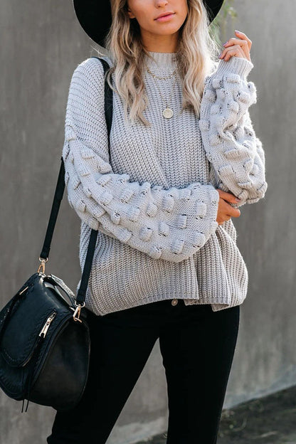 Fashion Street Solid Patchwork O Neck Sweaters(3 Colors)