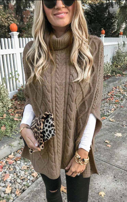 Fashion Casual Solid Pullovers Turtleneck Sweaters(7 Colors)