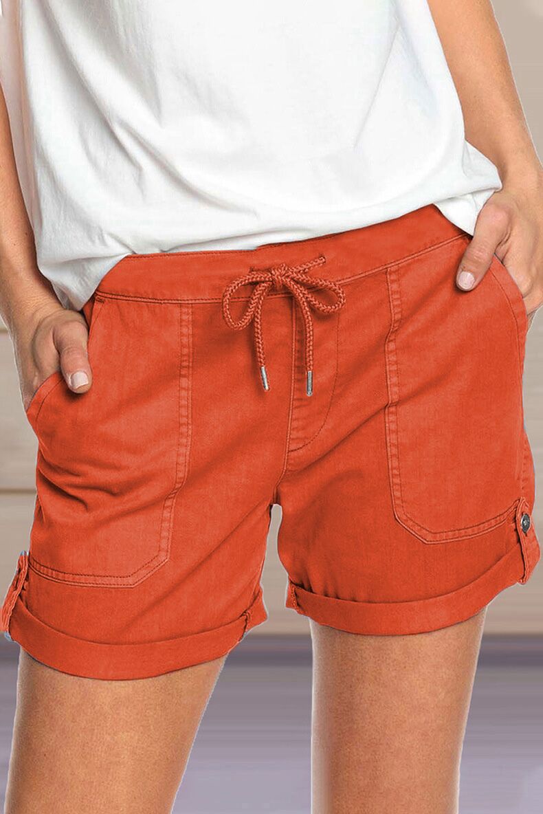 Casual Solid Pocket Straight Solid Color Bottoms(8 Colors)