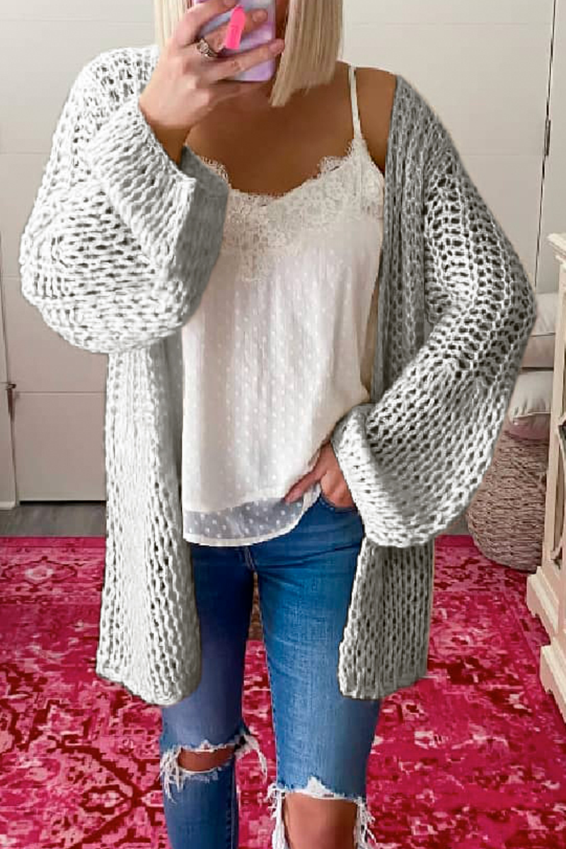Casual Solid Hollowed Out Tops