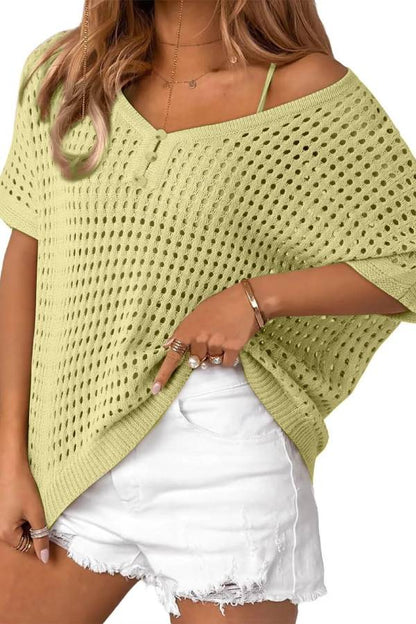 Women's Summer Hollow Out Crochet Knit Tops Beach Coverup