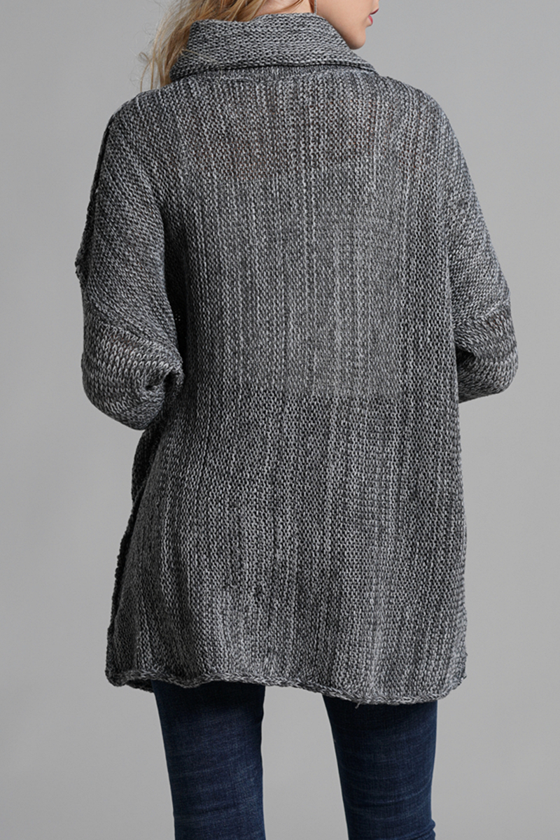 Casual Solid Split Joint Turtleneck Tops Sweater