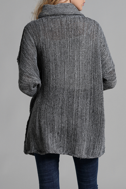 Casual Solid Split Joint Turtleneck Tops Sweater