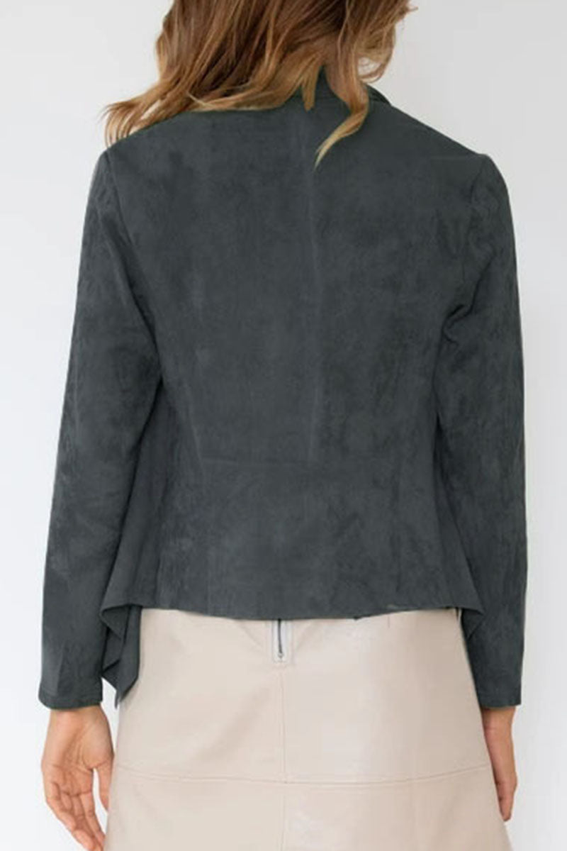 Fashion Casual Solid Patchwork Turndown Collar Outerwear