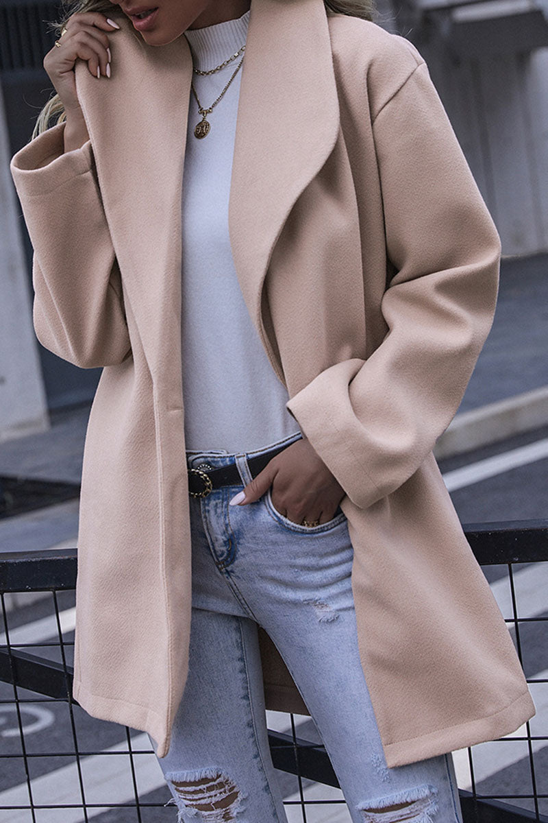 Fashion Casual Solid Patchwork Turndown Collar Outerwear