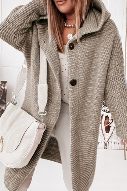 Casual Buckle Hooded Collar Sweater Outerwear(8 Colors)