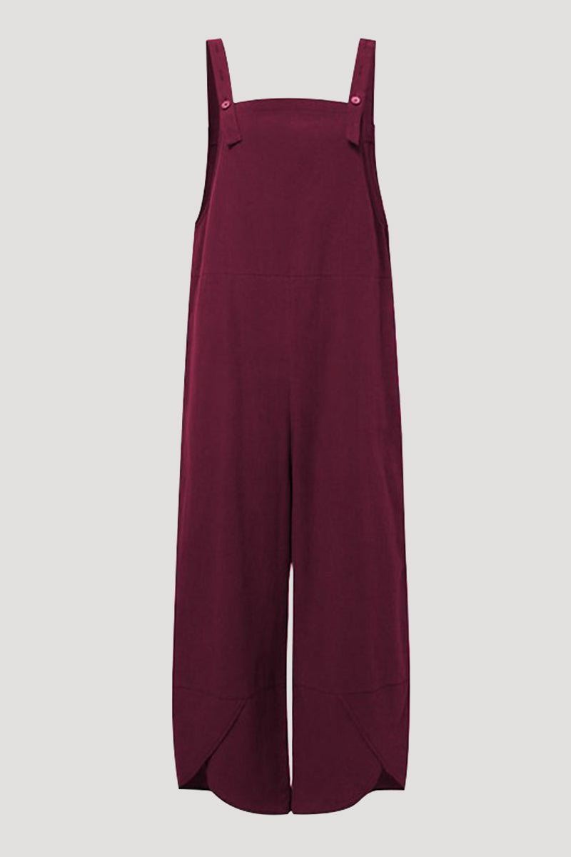Casual Solid Buttons Capris Loose Jumpsuits(8 Colors)