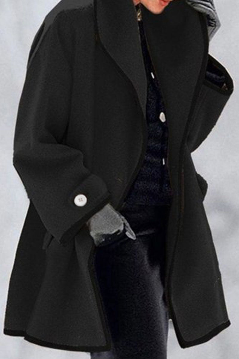 Fashion Casual Solid Patchwork Hooded Collar Outerwear