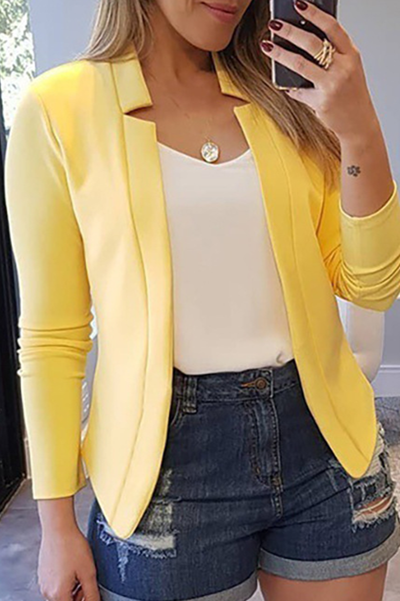 Fashion Solid Patchwork Cardigan Collar Outerwear(6 Colors)