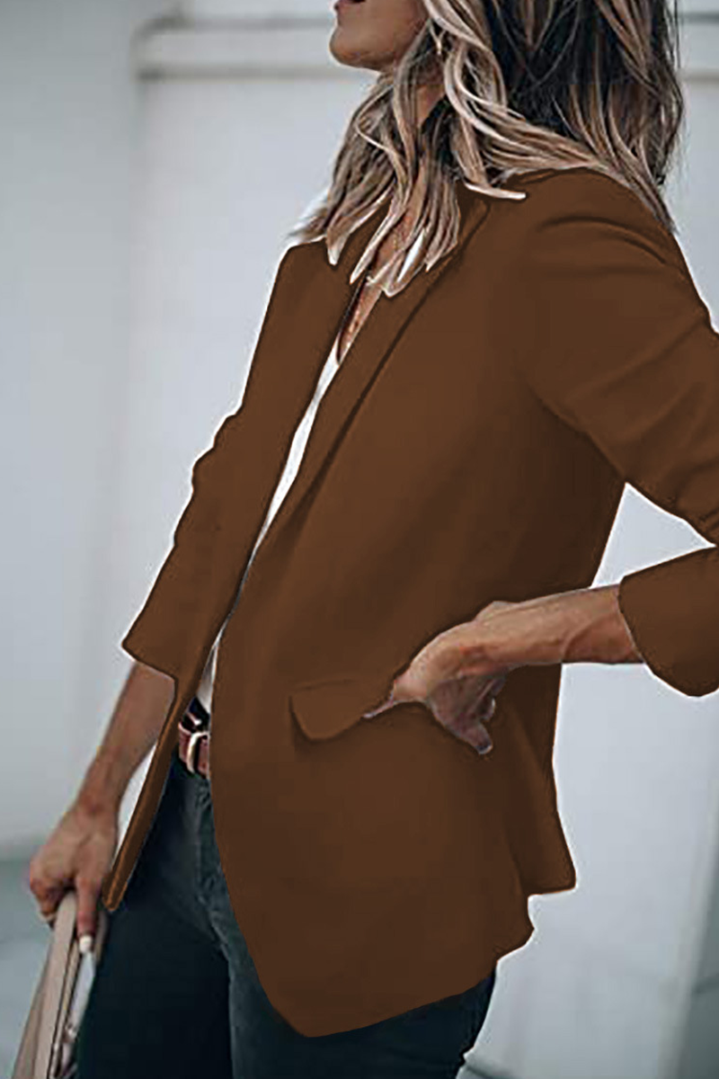 Fashion Solid Turndown Collar Outerwear(11 Colors)