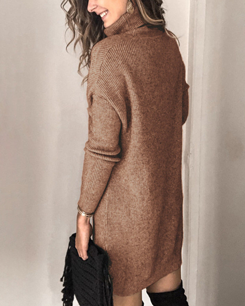 Kannon Turtleneck Sweater Dress Camel FINAL