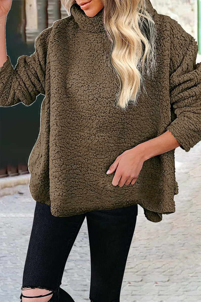 Casual Solid Patchwork Turtleneck Sweats(6 Colors)