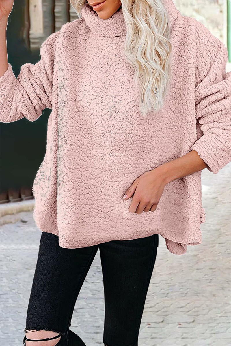 Casual Solid Patchwork Turtleneck Sweats(6 Colors)