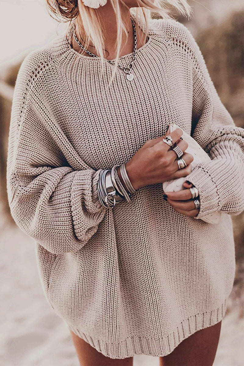 Casual Street Solid Color O Neck Sweaters(6 Colors)