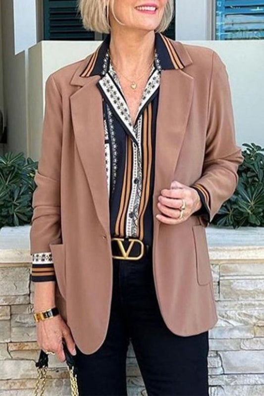 Work Solid Color Turn-back Collar Outerwear