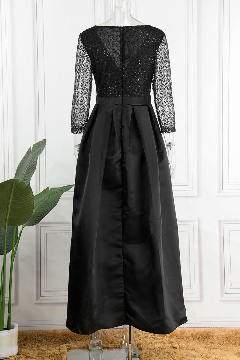 Elegant Solid Sequins Patchwork V Neck Evening Dress Dresses(6 Colors)