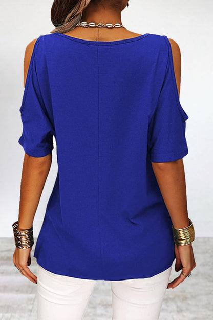 Casual Simplicity Solid Asymmetrical O Neck T-Shirts(6 Colors)