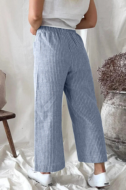 Casual Solid Pocket Loose Straight Bottoms(3 Colors)