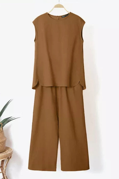 Casual Simplicity Solid Short Sleeve Two Pieces(6 Colors)