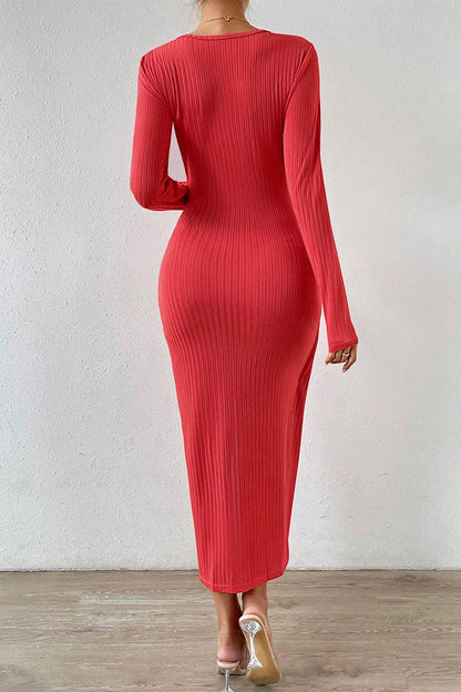 Elegant Solid Slit Square Collar Wrapped Skirt Dresses