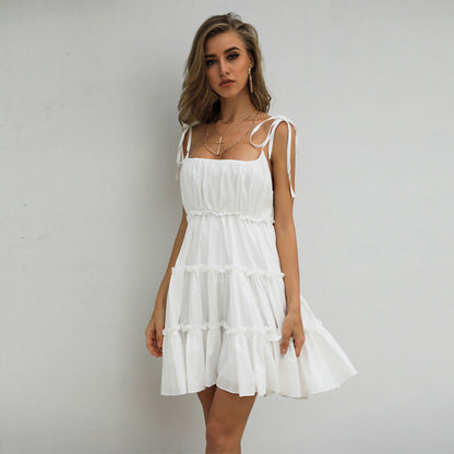 Kelby Ruffle Tiered Babydoll Dress Off White
