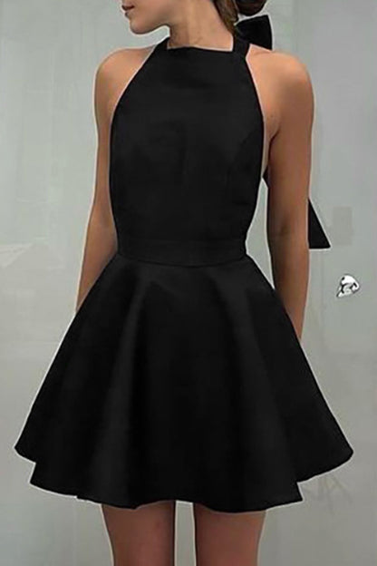 Fabiola Elevated , Plain, Backless Evening Dresses with Bow and Halterneck Boutique Dress Collection