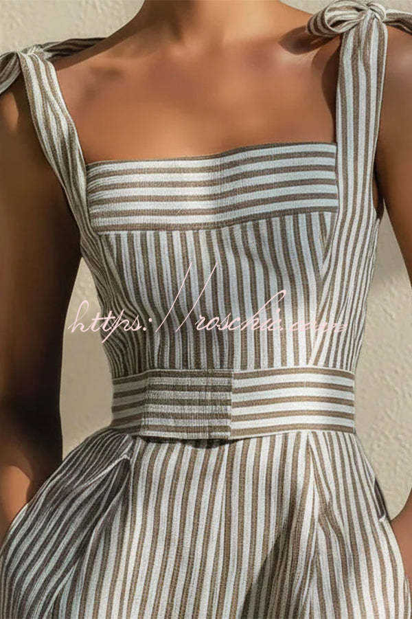 Elena Square-Neck Striped Jumpsuit