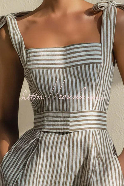 Elena Square-Neck Striped Jumpsuit